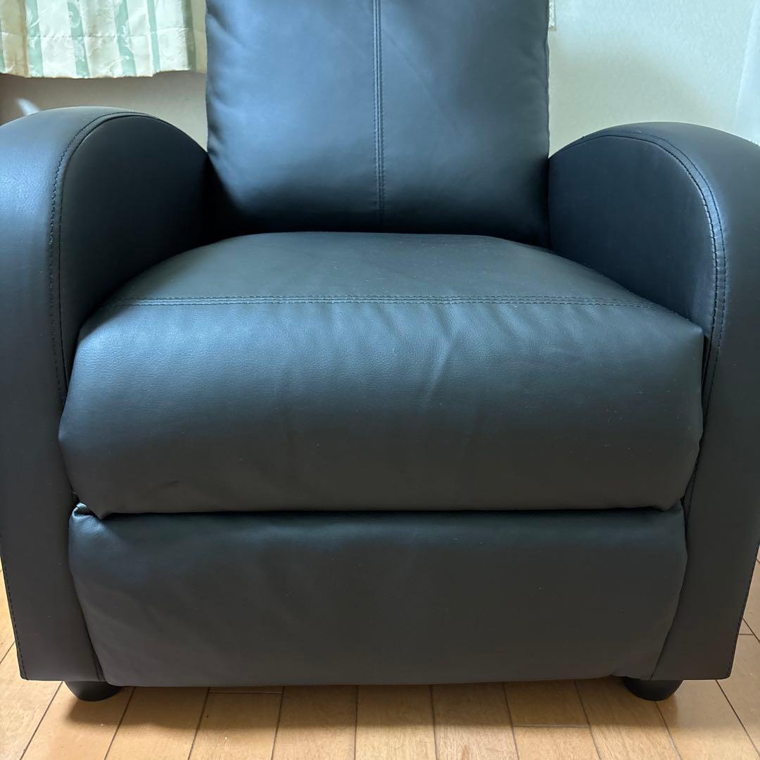 【 直接引取希望 】リクライニングチェアー 1人用 ブラック 合成皮革