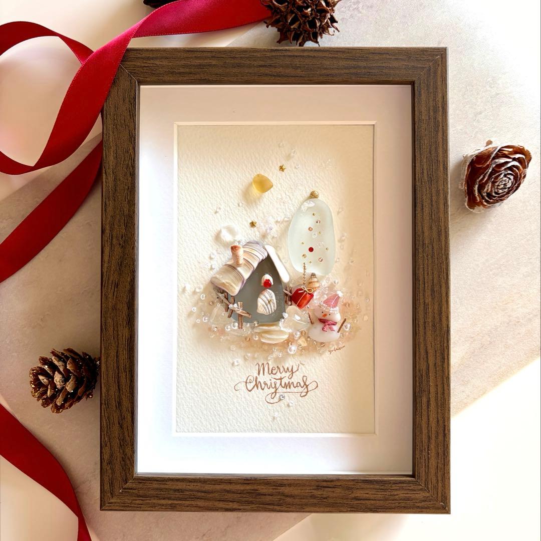 White Christmas シーグラスアート／天然石／クリスマス