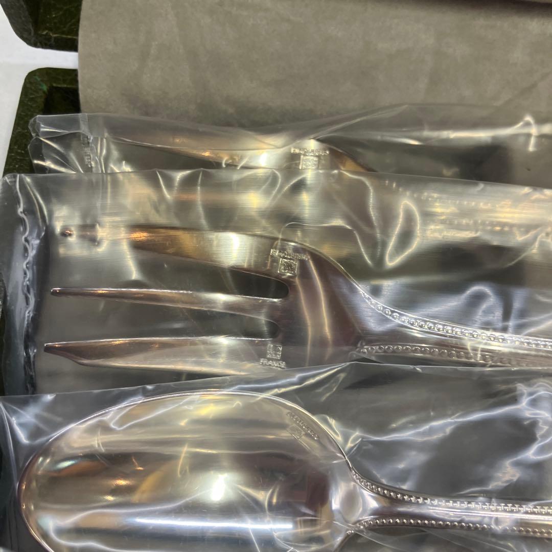 クリストフル パール ケーキフォーク コーヒースプーン 未開封 箱付 イニシャル