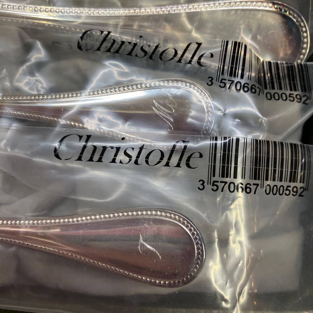 クリストフル パール ケーキフォーク コーヒースプーン 未開封 箱付 イニシャル