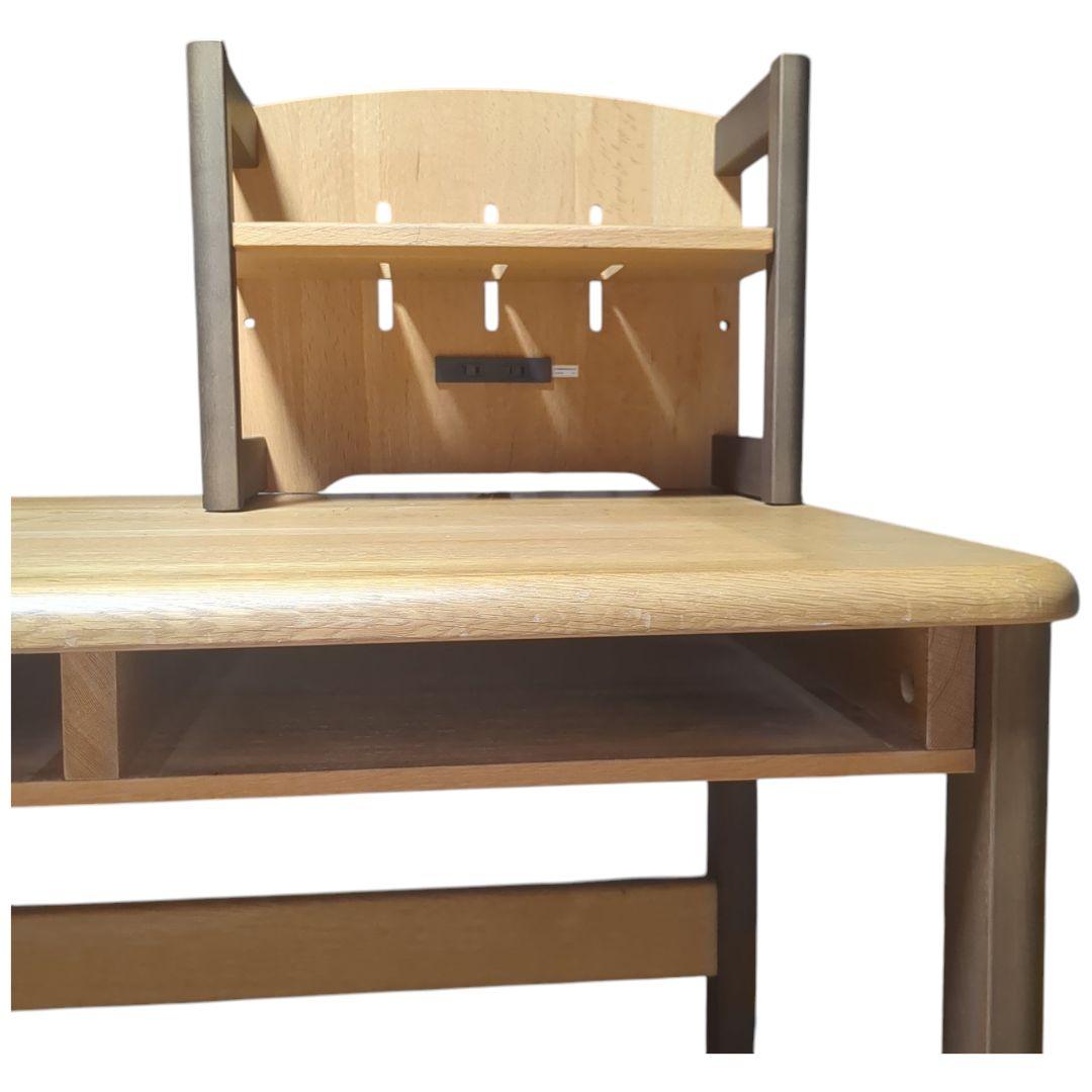 飛騨産業 デスク 両枠脚 ブックスタンド 天然木 5口 コンセン付き