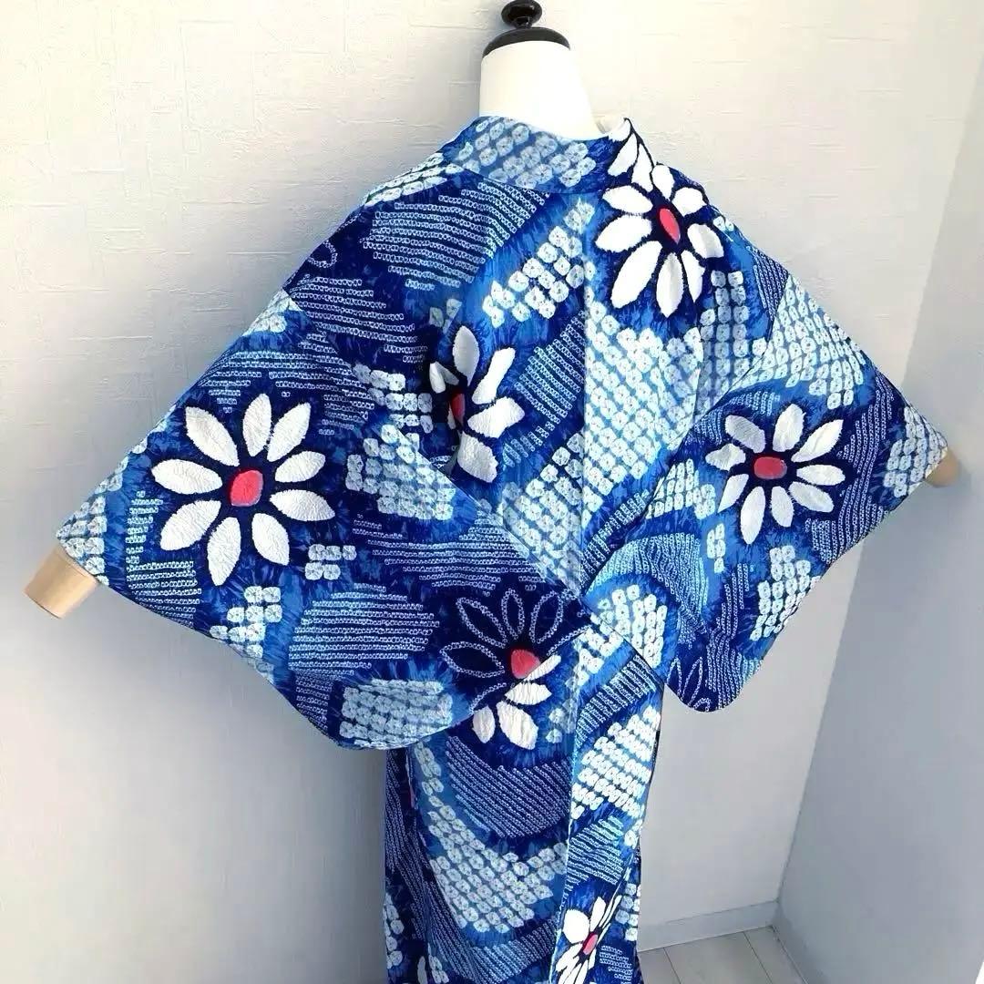 うさぴよ☆ 有松鳴海絞り浴衣　蜘蛛絞り浴衣　未使用　絞り浴衣　N150