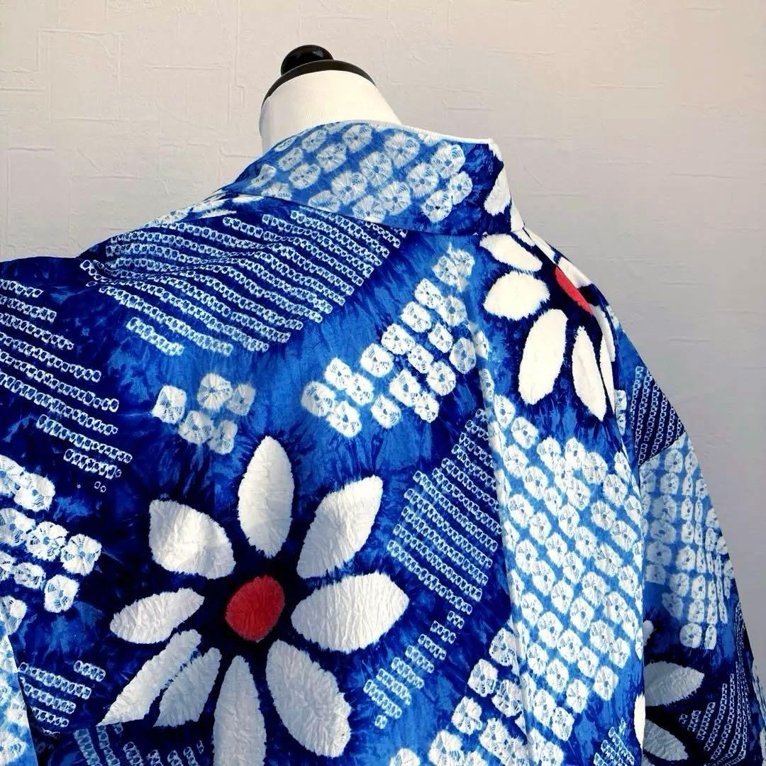 うさぴよ☆ 有松鳴海絞り浴衣　蜘蛛絞り浴衣　未使用　絞り浴衣　N150