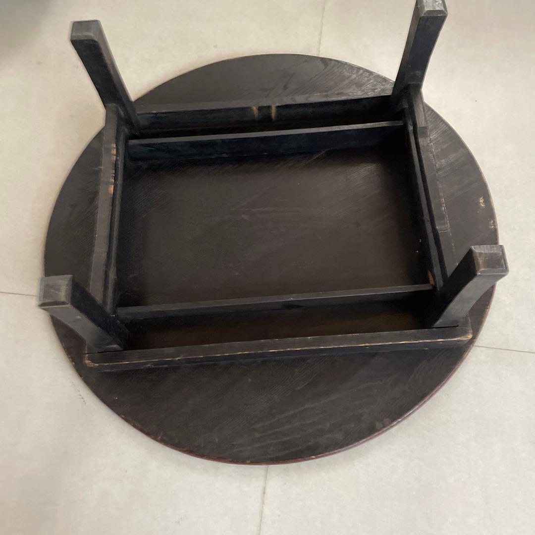 ちゃぶ台　 木製円形座卓 ダークブラウン 4本脚