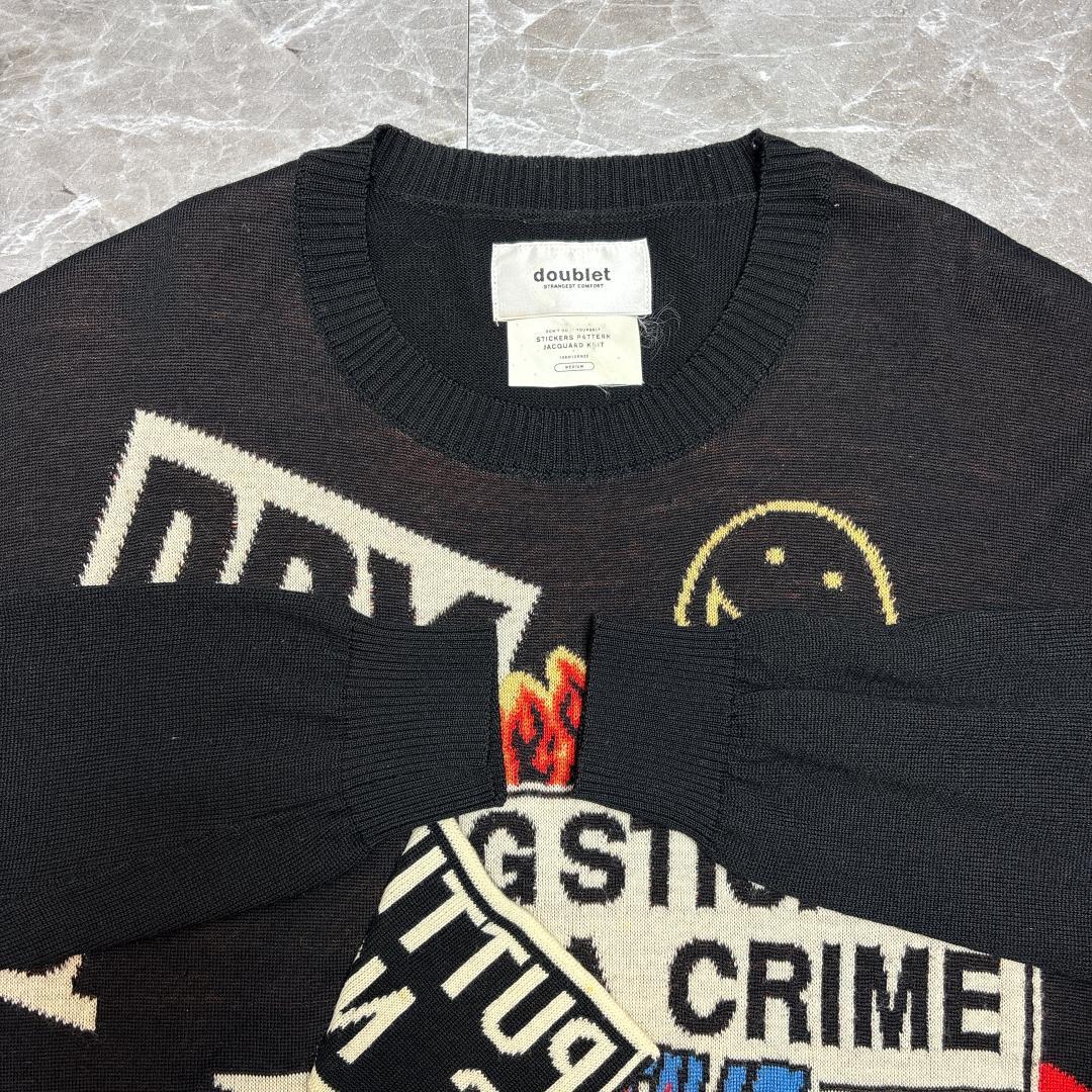 トップス doublet Stickers Pattern Jacquard Knit M