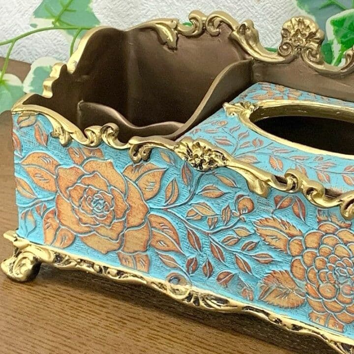 輸入雑貨　シノワズリ　『薔薇のティッシュBOX』　薔薇模様　小物入れ　リビング