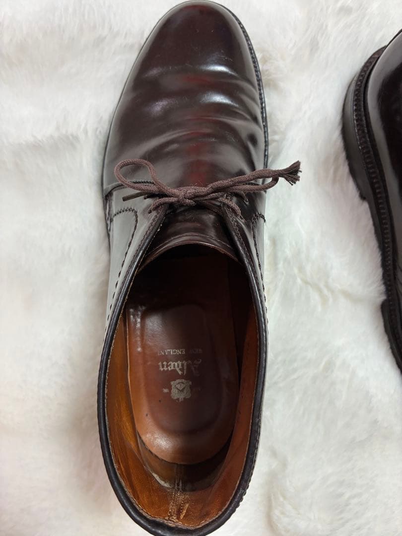 27cm オールデン　チャッカブーツ　バーガンディー　純正シューツリー、袋付き