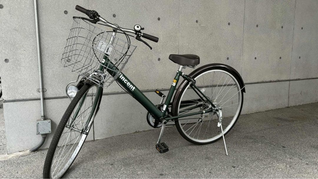 Vincent シティサイクル 緑色 バスケット付き