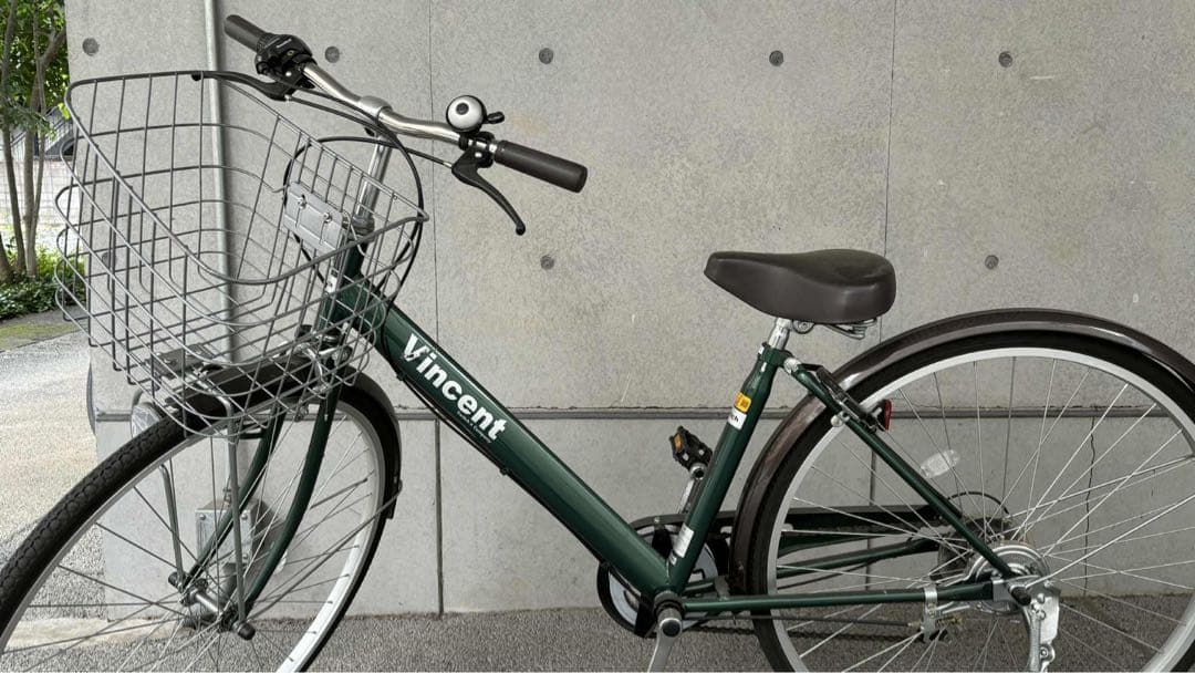 Vincent シティサイクル 緑色 バスケット付き
