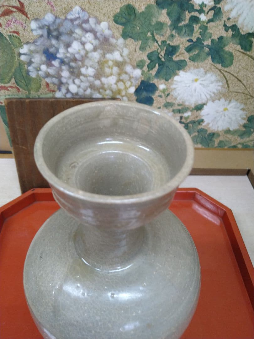 高麗青磁広口細首瓶 高麗時代前期 r5冬16