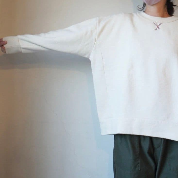 快晴堂 3飛び裏起毛 無地 Girl’sトレーナー 生成り 大きめ