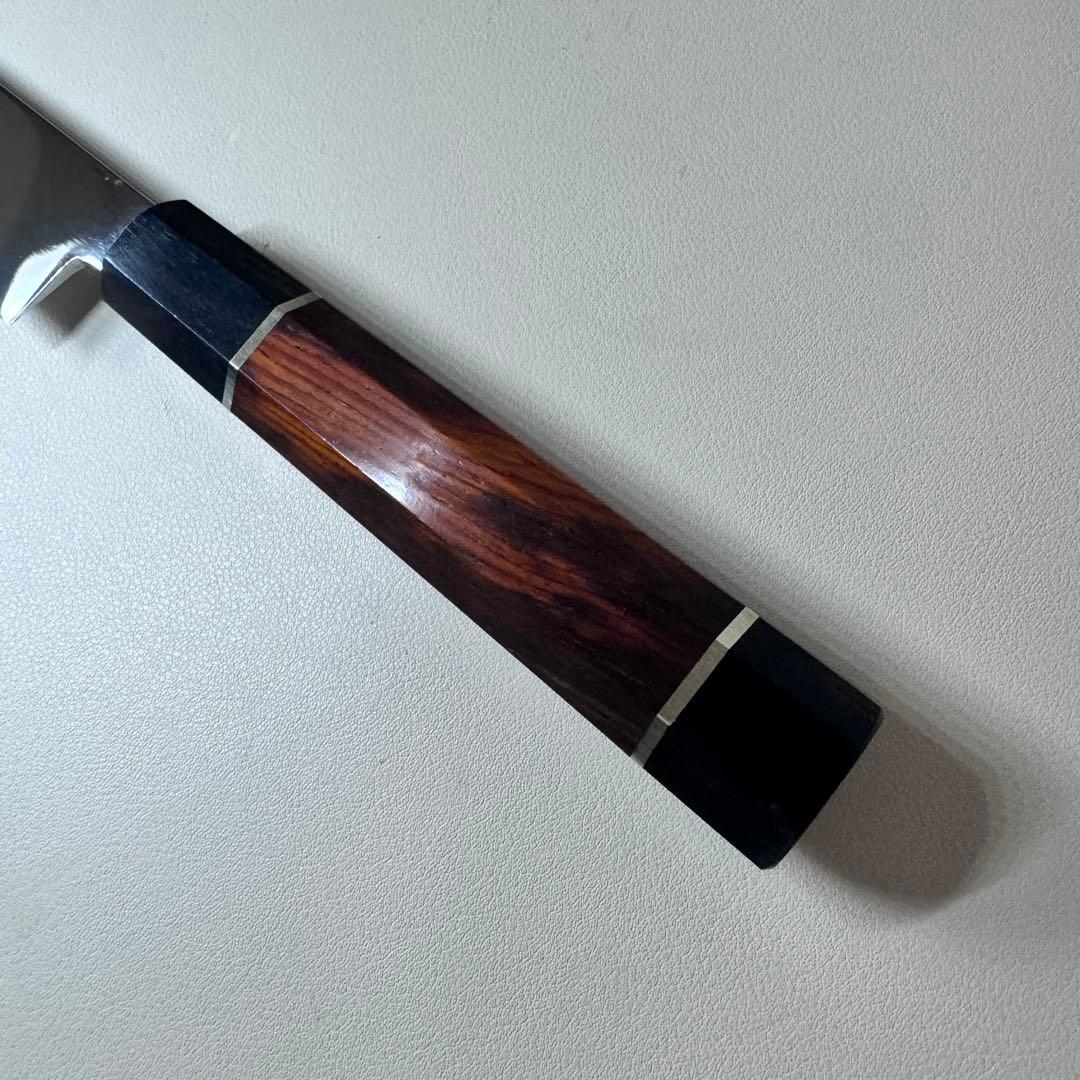270mm 切付柳刃包丁 鏡面　天然木八角柄 刺身包丁 「全鋼」'.。！