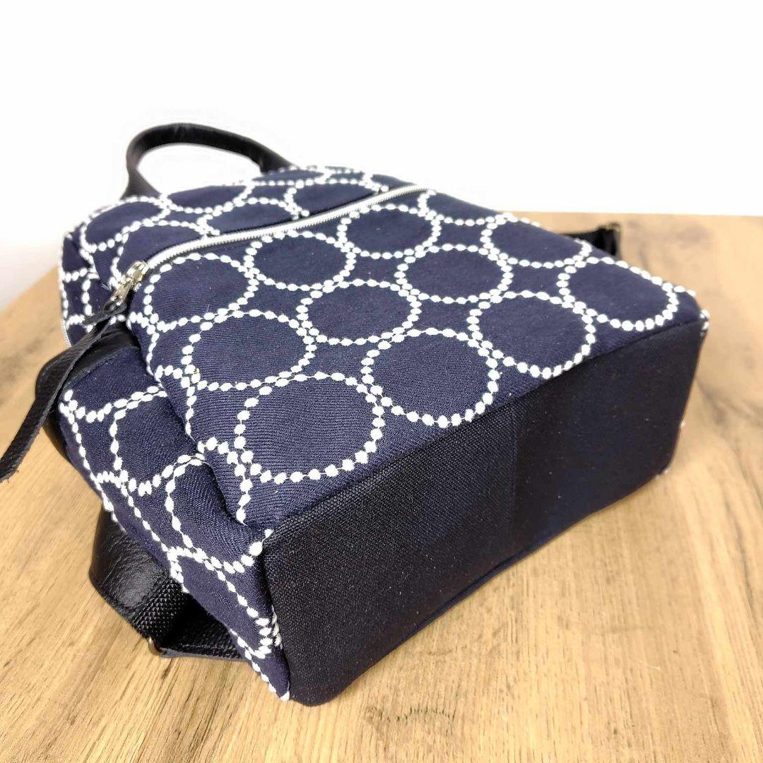 【専用】ミナペルホネン/タンバリンネイビー/ボストン型トートリュック本革黒