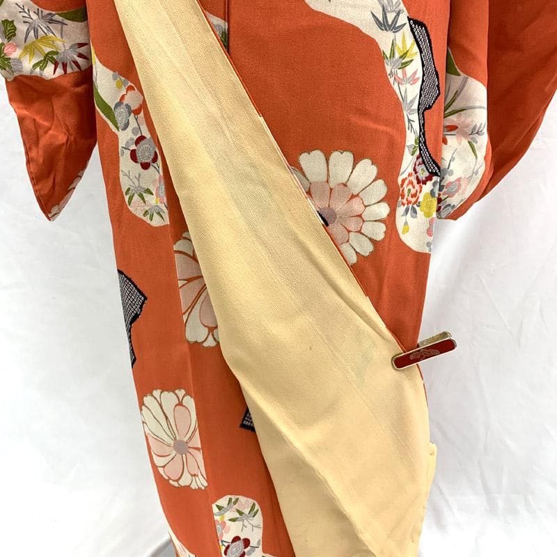 409aj72■十三参り 卒業式 アンティークジュニア着物＆袋帯■良好