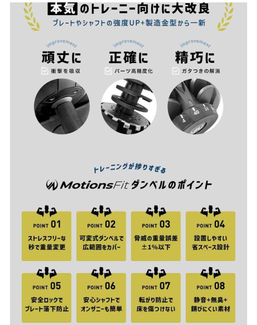 可変式ダンベル Motions 40kg PROモデル グリップ回転式②