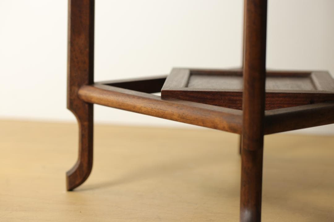 古道具 かりん 無垢材 花台 透かし彫り 高卓 飾台 時代物 盆栽台 唐木 骨董