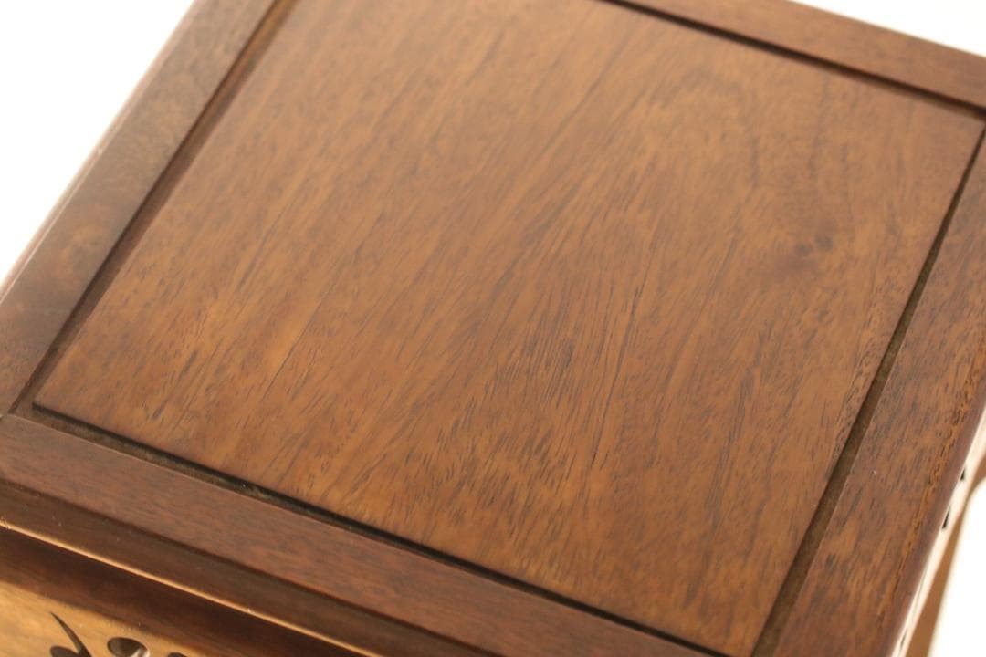 古道具 かりん 無垢材 花台 透かし彫り 高卓 飾台 時代物 盆栽台 唐木 骨董