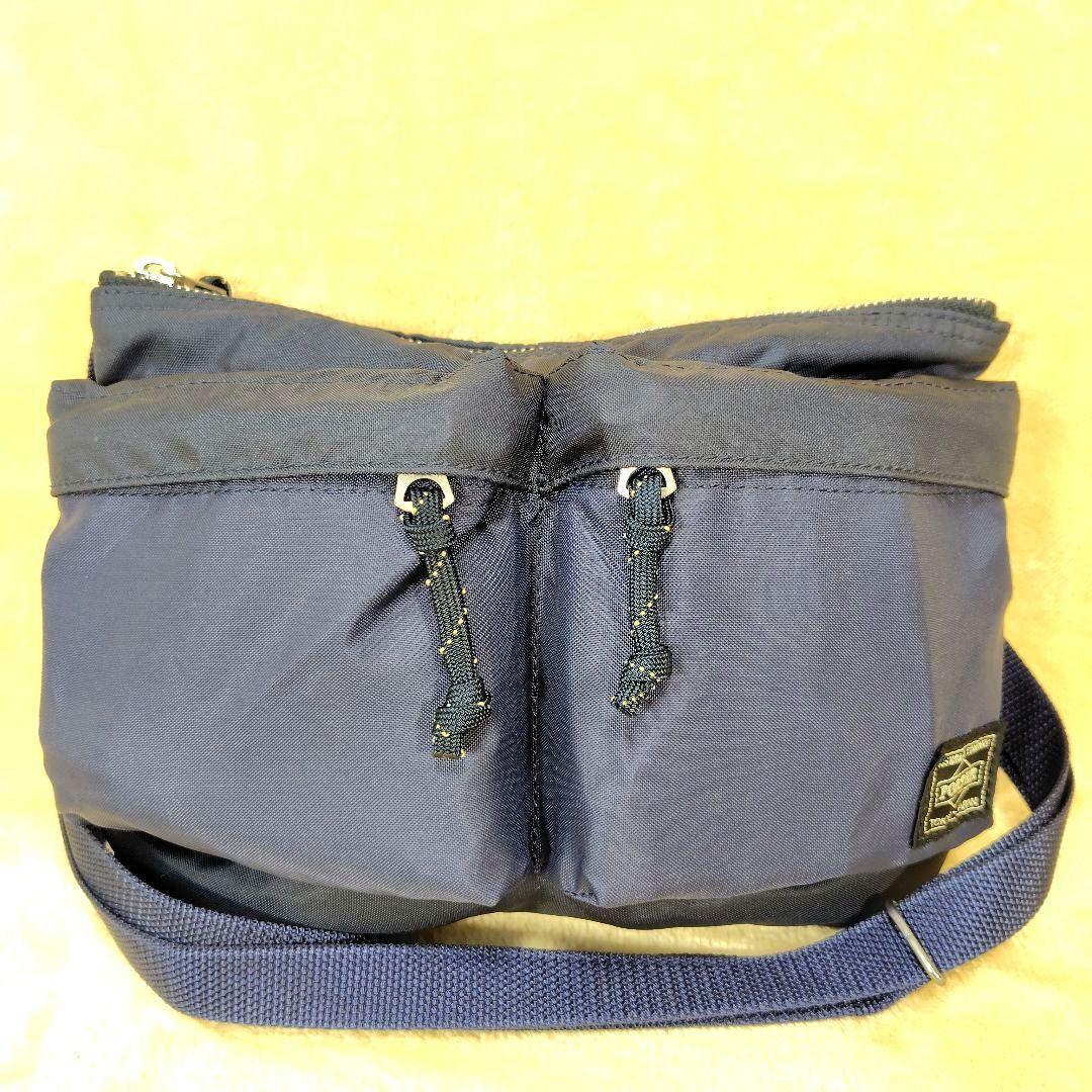 未使用級 PORTER ポーター フォース ショルダーバッグ サコッシュ 紺色