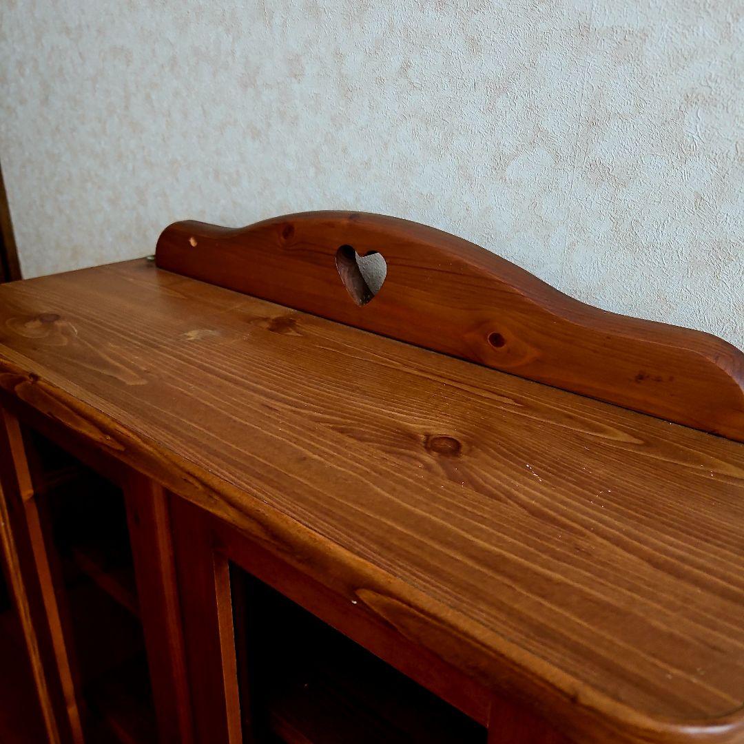 昭和アンティーク品　木製ガラス扉キャビネット 3段