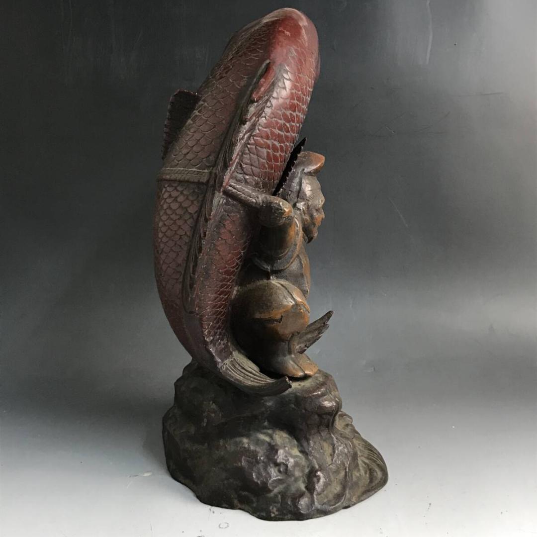 恵比須様と大鯛 七福神 置物 鉄製 7300g 恵比須 漁業神 鯛 えびす