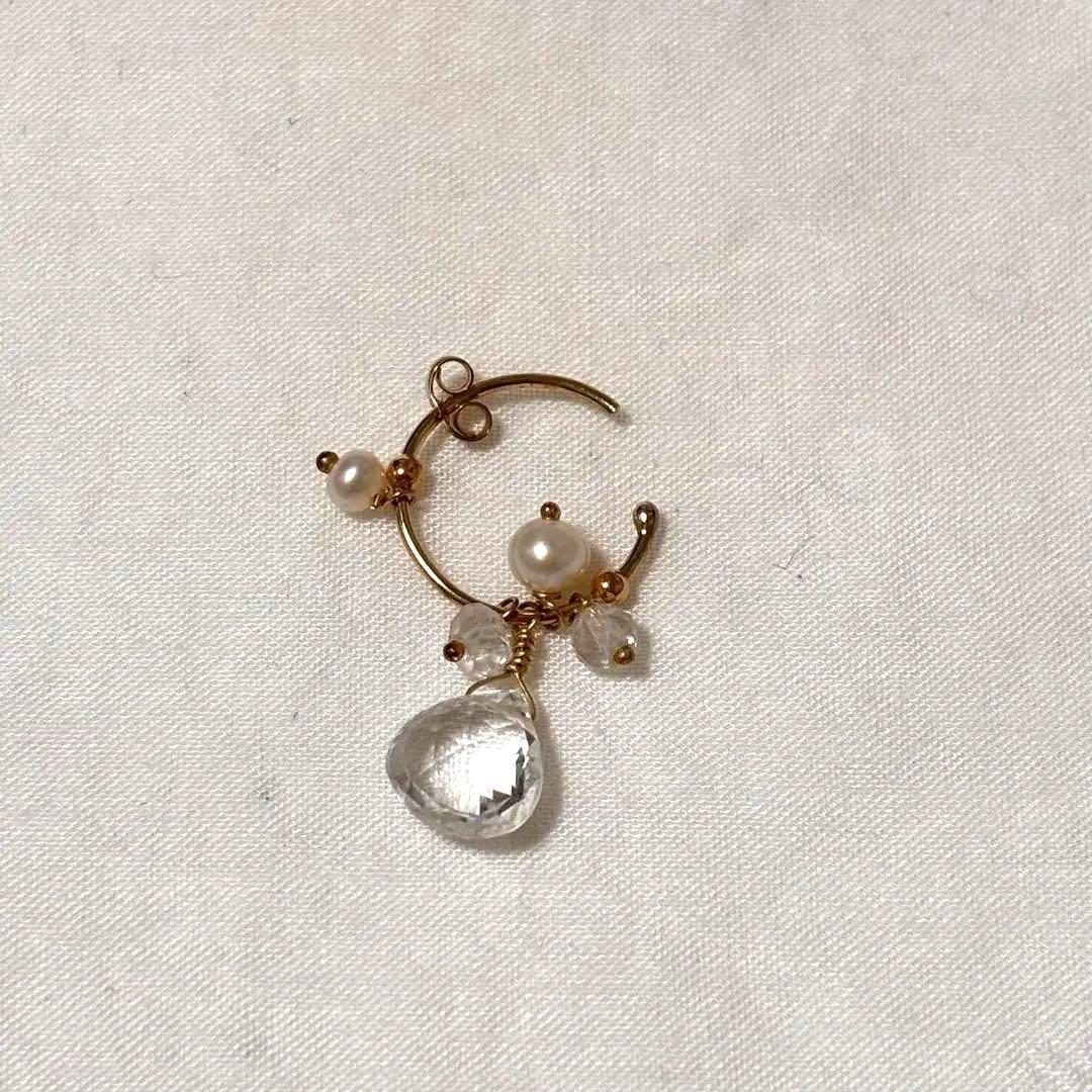 Sweet Pea 天然石　片耳フープピアス