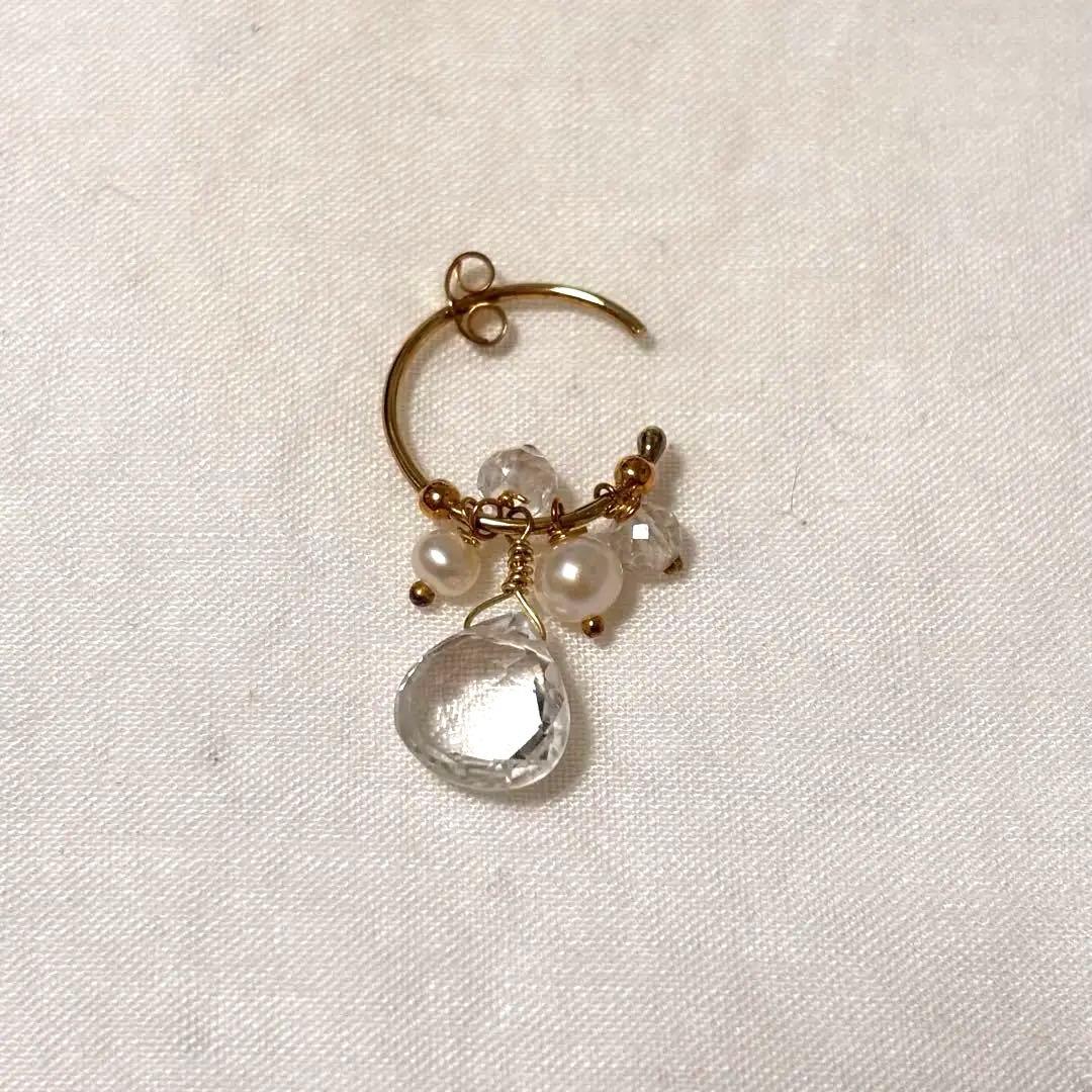 Sweet Pea 天然石　片耳フープピアス