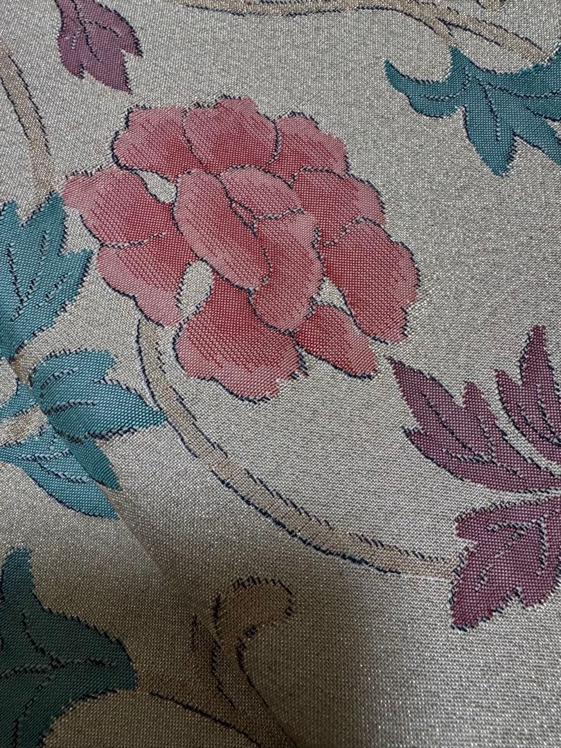 【銘品新品】西陣老舗機元「織昌みやび謹製」 「明綴れ」手織り「牡丹唐草文様」