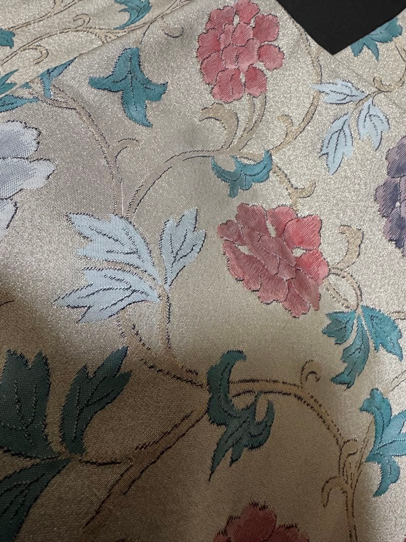 【銘品新品】西陣老舗機元「織昌みやび謹製」 「明綴れ」手織り「牡丹唐草文様」