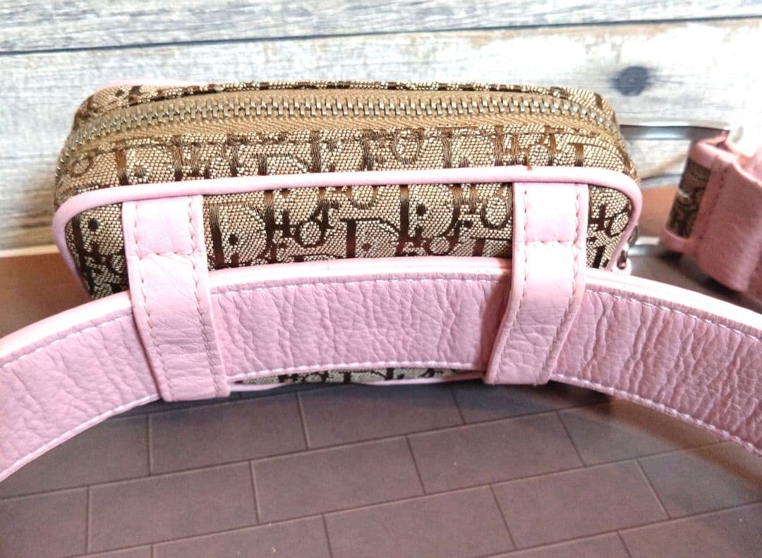 Dior ロゴパターン ベルト ピンク/ブラウン