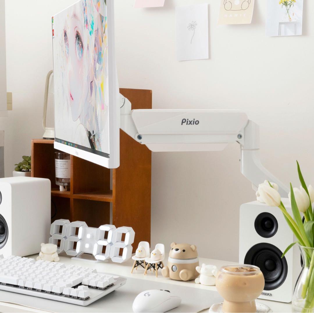 【ほぼ新品】Pixio PS2S モニターアーム 白