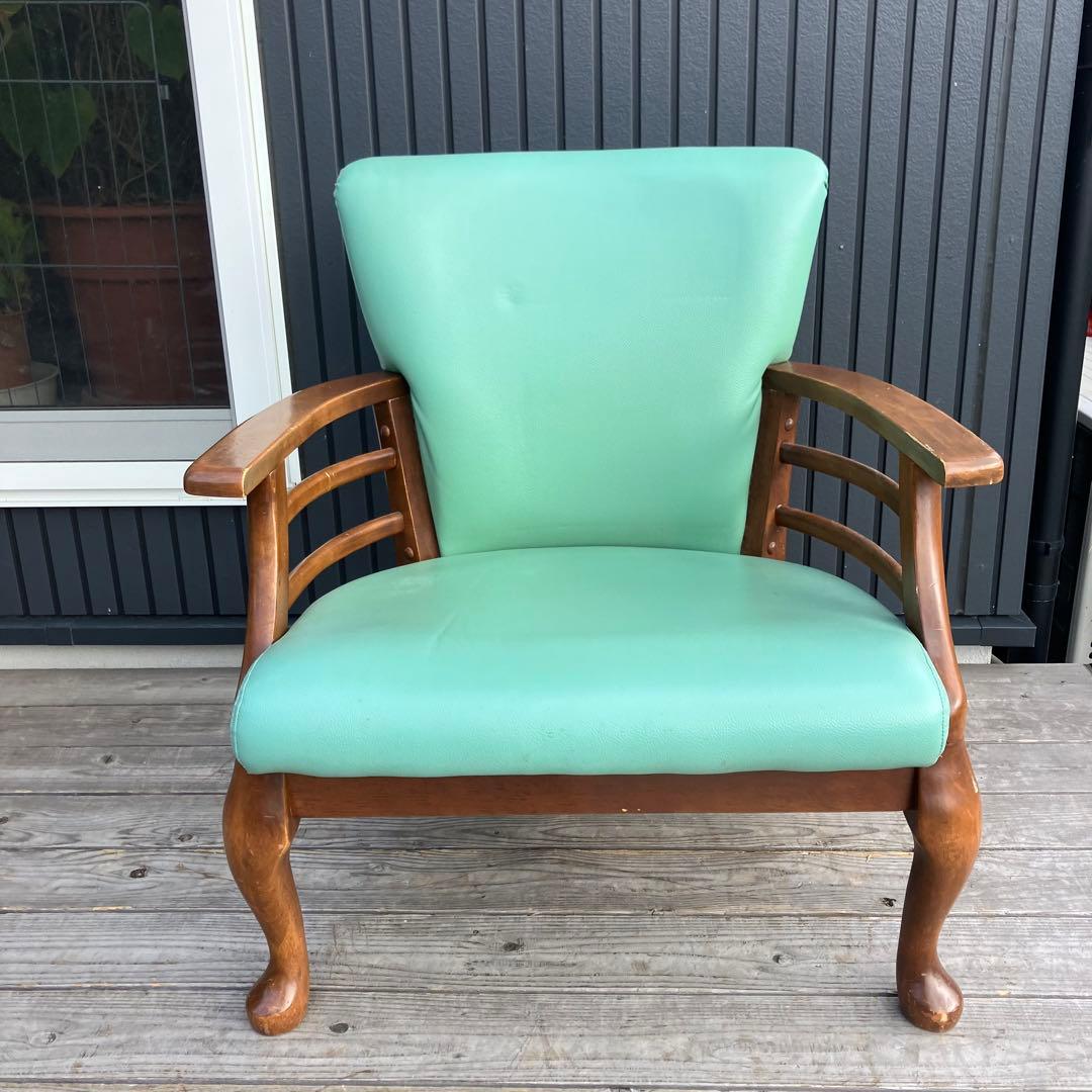 ① アンティーク 猫脚 木製 アームチェア 1人掛けソファ 古家具 ビンテージ