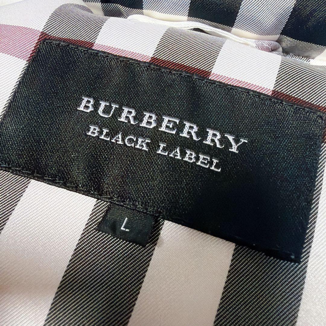 バーバリーブラックレーベル ダウンジャケット ファー ノバチェック 紺 Lサイズ