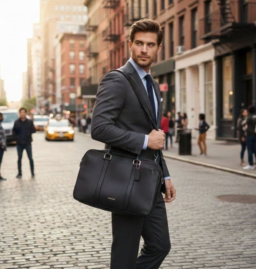 美品COACH 2WAYビジネスバッグ ネイビー ストラップ付き