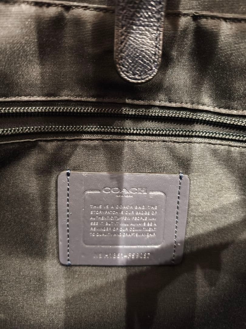 美品COACH 2WAYビジネスバッグ ネイビー ストラップ付き