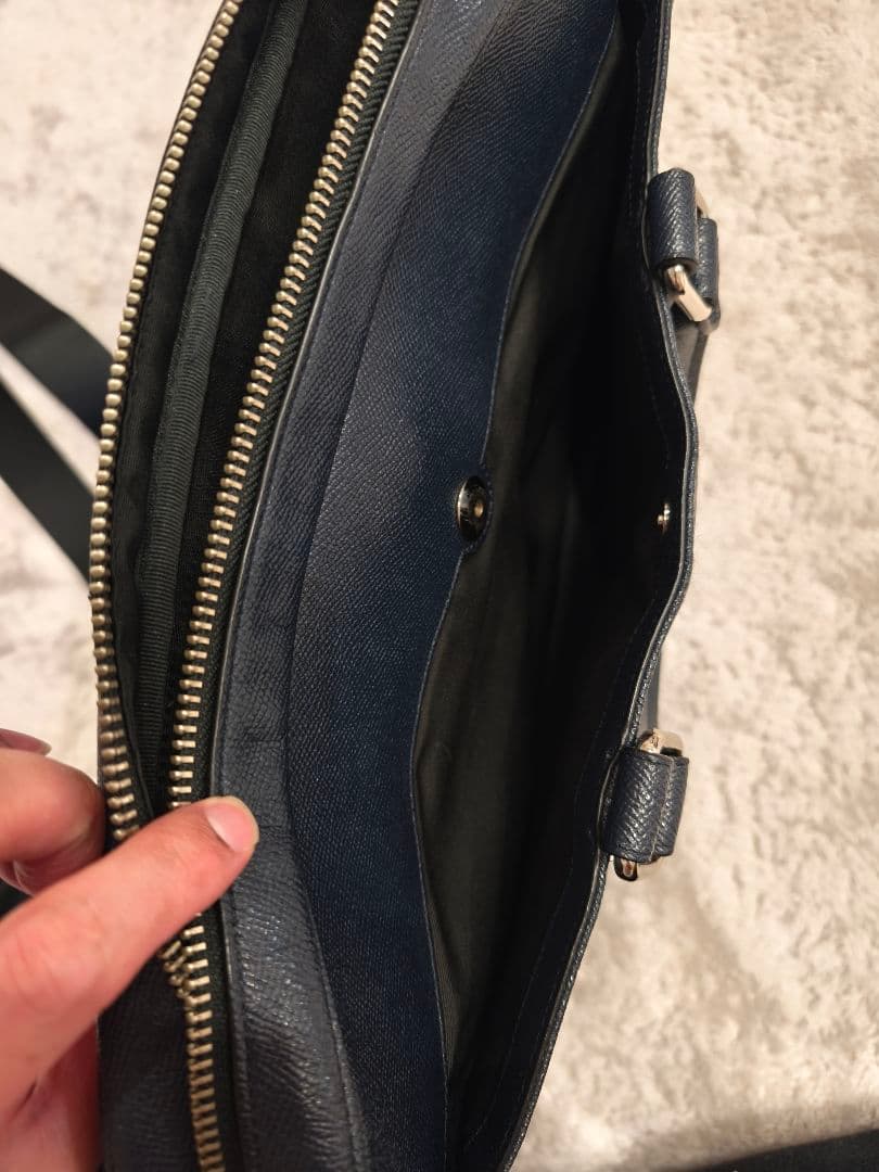 美品COACH 2WAYビジネスバッグ ネイビー ストラップ付き