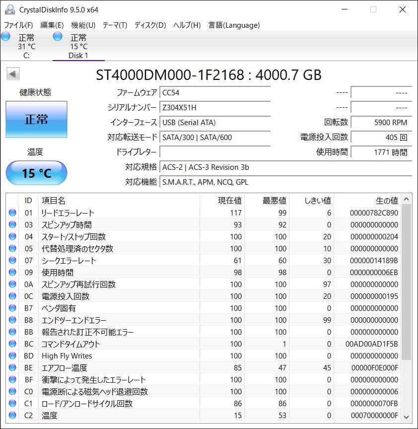 ★中古品★Seagate 4000GB Desktop HDD