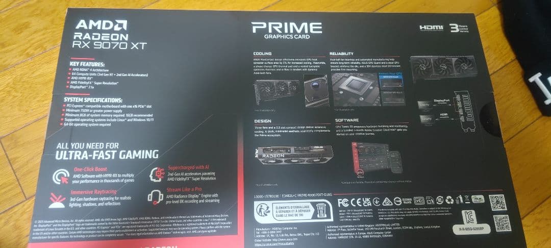 グラフィックボード・グラボ・ビデオカード radeon rx9070xt asus prime