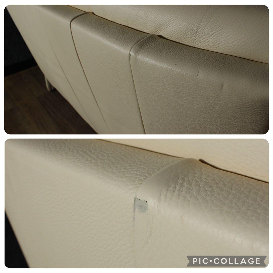 首都圏送無料〜ドイツ ヒモラ30万　総本革　ベルク2.5人掛け　ソファ　クリーム