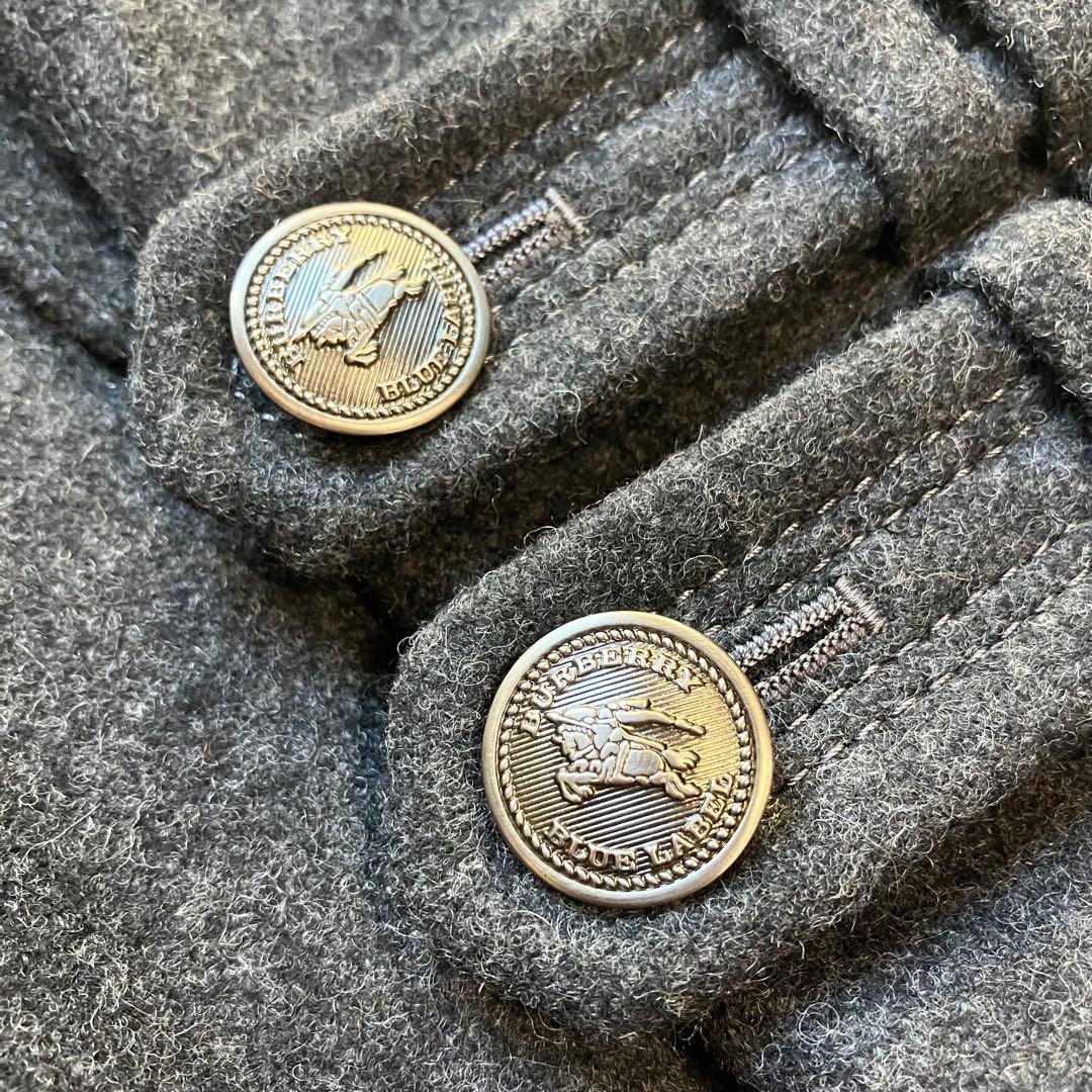 極美品 バーバリーブルーレーベル 銀ボタン Pコート ノバチェック 38