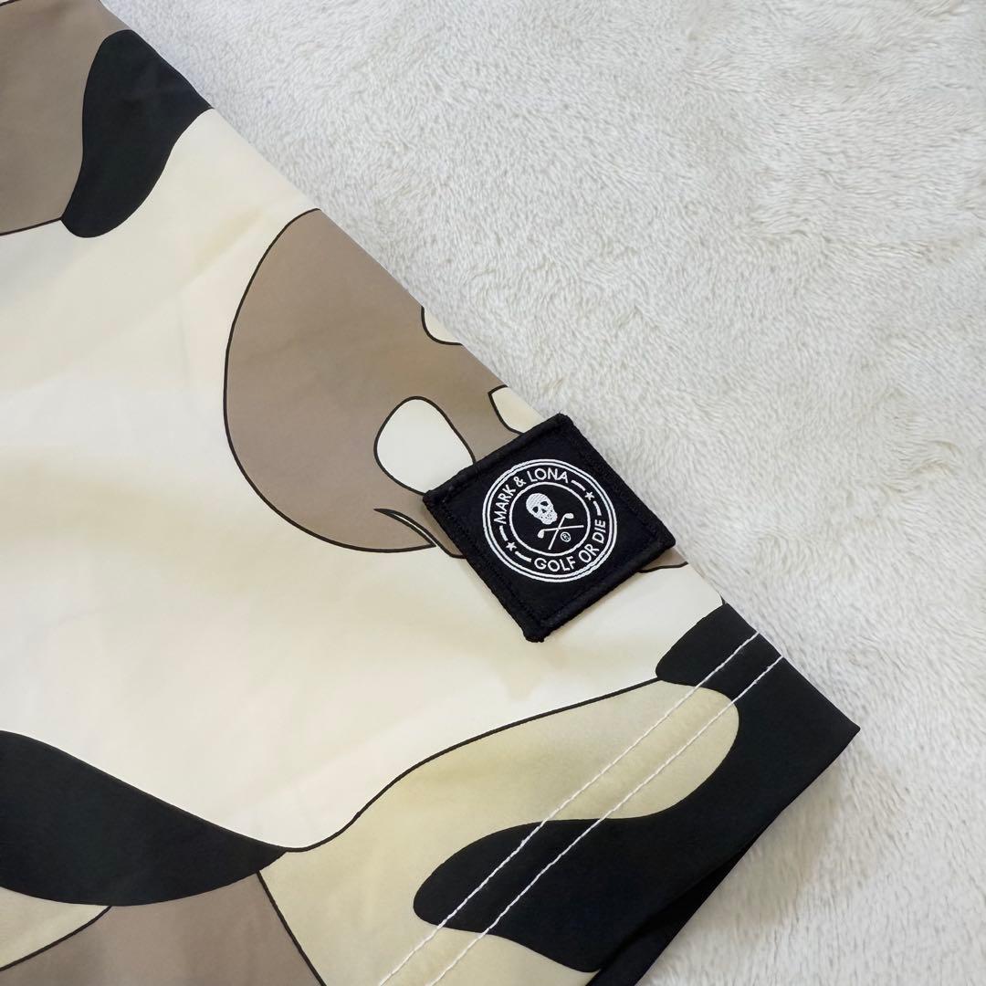 マークアンドロナ】立体ラバーロゴカモフラ柄ストレッチゴルフモックネックシャツ L