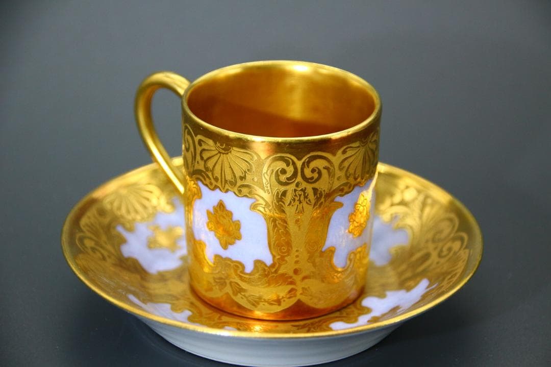 一点もの 芸術 1900年中期頃 フランス セーブル ゴールド カップ&ソーサー