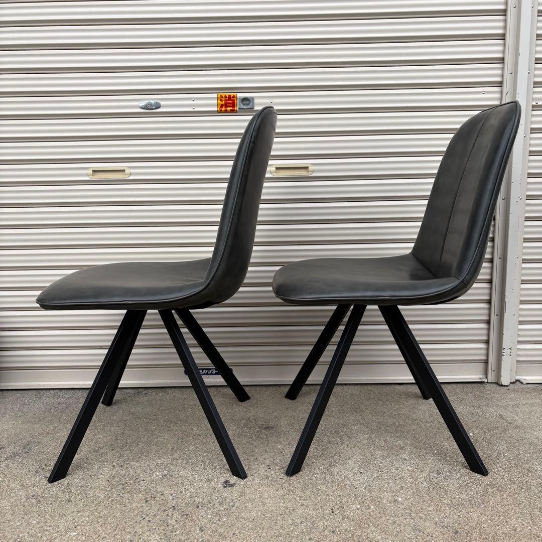 美品 ニトリ ダイニングチェア モラド DGY ダークグレー 2脚セット①