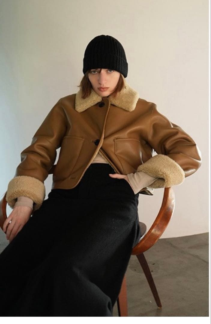 ジャケット・アウター CLANE VEGAN LEATHER BOA SHORT JACKET