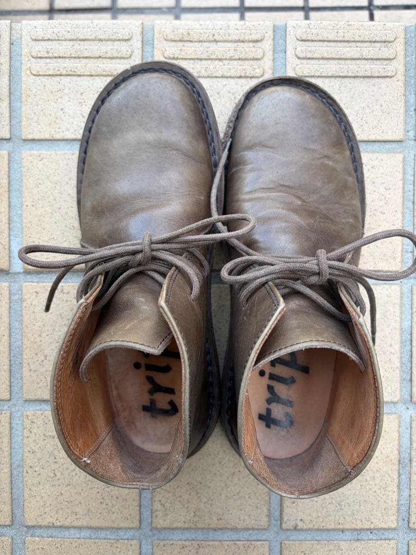 trippen 39 カーキ　レザーブーツ