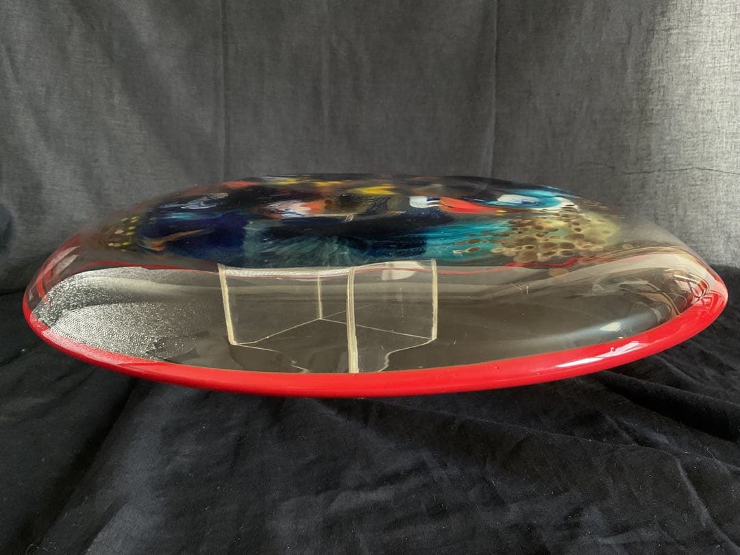 岩田藤七(1893-1980) 美しい「ガラス抽象画大皿」アート絵皿
