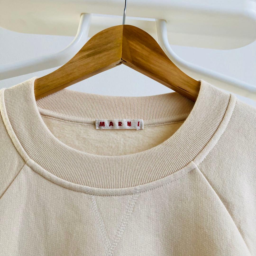 MARNI マルニ　トレーナー　ベージュ　グリーン　ロゴ　長袖　L スウェット