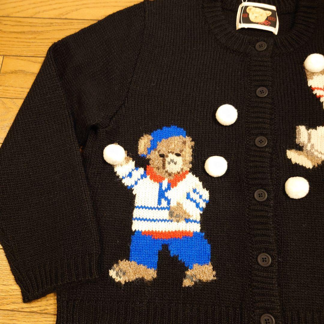 ピンクハウス　クマの編み込みデザイン カーディガン