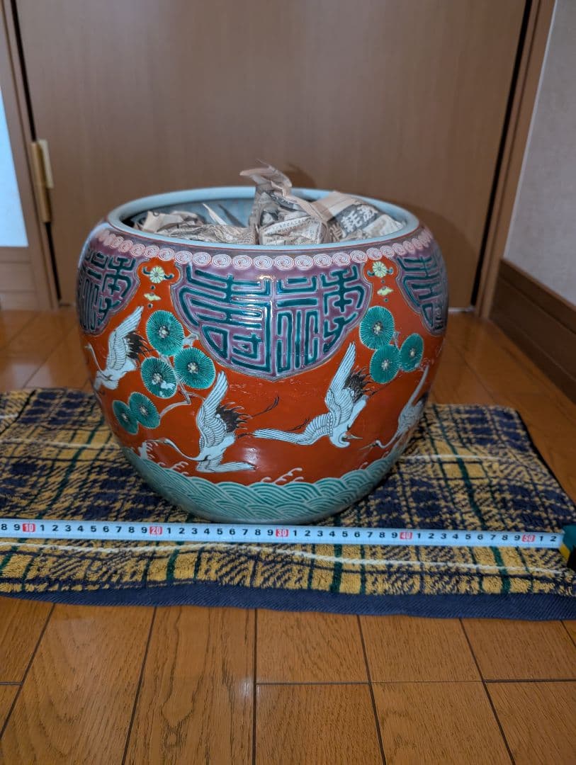 超骨董品、肥前火鉢、印鶴模様火鉢