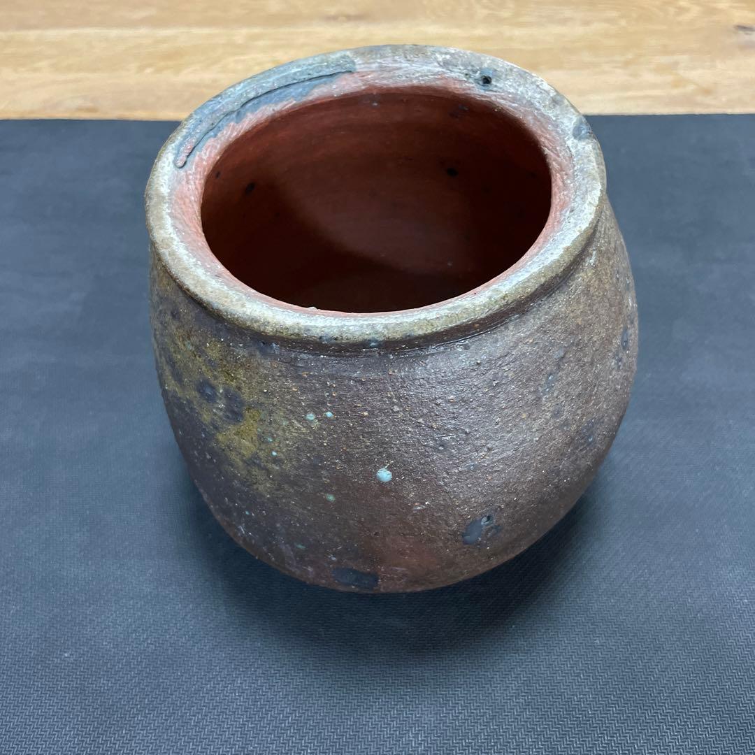 中川伊作　知花南蛮焼き　サンゴ窯変　花いけ　水指　金彩　沖縄