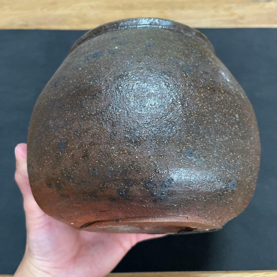 中川伊作　知花南蛮焼き　サンゴ窯変　花いけ　水指　金彩　沖縄